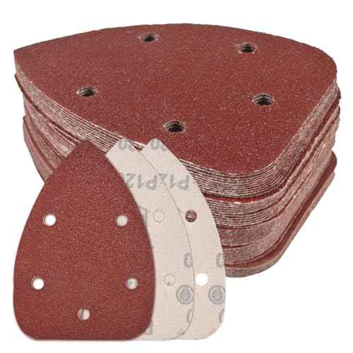 55Pcs Mouse Detail Sander Sandpaper, Professional 40 80 120 180 240 Grits Mouse Sander Pads for Sanding Polishing, 5 Hole Assorted Sander Sandpaper for Detail Mouse Sander
