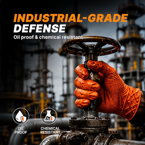 TitanFlex XL Heavy Duty Disposable Nitrile Gloves 8-mil Orange, Raised Diamond Grip, Powder-Free, 100-Count