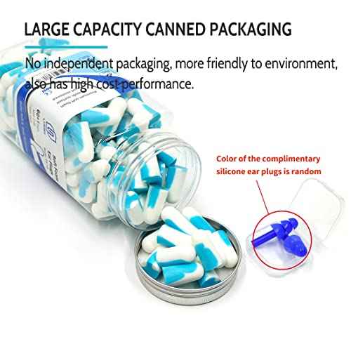 LYSIAN Noise Cancelling Earplugs for Sleep - 60 Pairs, 38dB Disposable Ear Plugs for Sleeping, Snoring, Shooting, Mowing Loud Sound Reduction- Double Color Light Blue/White