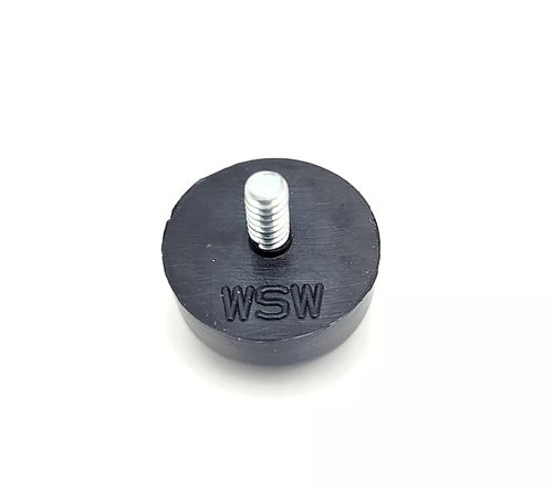 10-24 Screw in Equipment Foot Spacer Leveler 1" Round Threaded Stud Bumper Feet with #10 x 3/8" Galvanized Steel Screw for Machinery, Tools, Furniture, Outdoors, and Shop Tables (4 Pack)