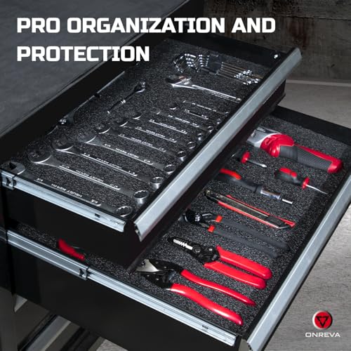 Tool Box Foam Organizer Inserts, 16x12x2 in - 3 Pack, Black & Red