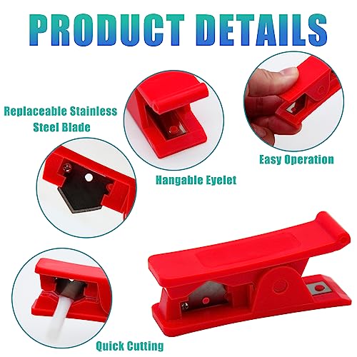 Litoexpe 3pcs PTFE Plastic Tubing Cutter, Red Pipe Cutter, Square Tubing Hose Cutter for Nylon PVC PU Tube and Hose Cut up to 3/4 Inch OD Tube