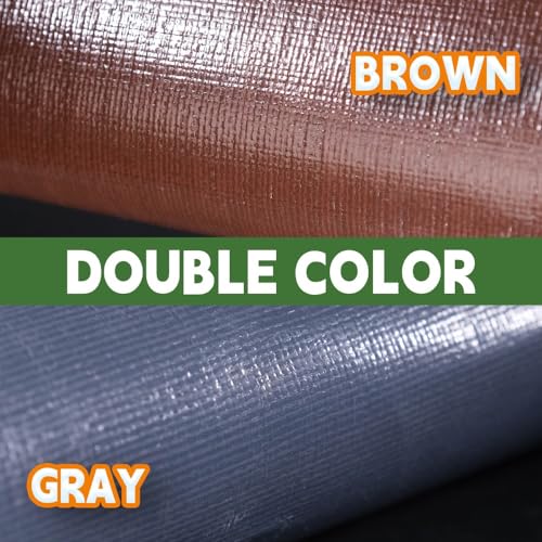 RAINDEWAY 8x8 Feet Gray/Brown Heavy Duty Waterproof Tarp - 18 Mil, Reinforced Edges