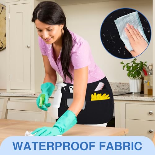 2 Pcs Delantales Para Limpieza, 5 Pocket Waterproof Cleaning Apron for Limpieza Housekeeping with 4 Pcs Sponge
