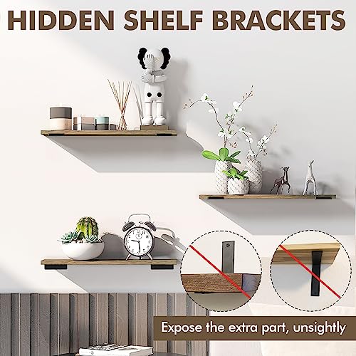 MIUGO 6 Pack Heavy Duty Metal Shelf Brackets 6-inch Black - Concealed Mounting
