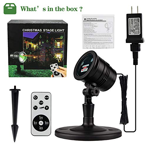 Christmas Projector Lights Outdoor Holiday Laser Lights Landscape Spotlight Red and Green Star Shower with 360 Accessibility Wireless Remote Christmas Decor for Xmas Party Outdoor Garden Patio Wall