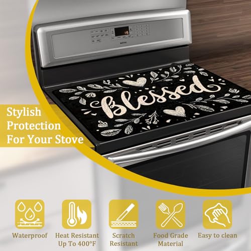 Blessed 28x20 in Glass Top Stove Cover Protector (Variation: Blessed) – Heat-Resistant Rubber Cooktop Pad
