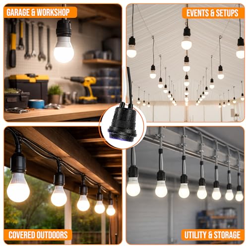 Harrier Hardware Weatherproof E26 Pigtail Lamp Sockets 8-Pack - Outdoor Lighting