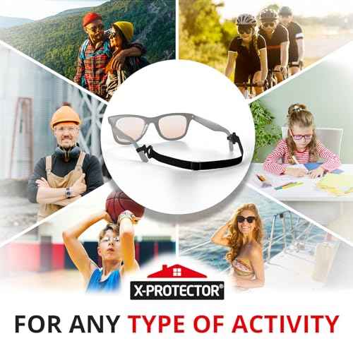 X-Protector Eye Glasses Strap - 4 PCS, Black - Sunglasses Strap with Universal Glasses Holder - Adjustable Eyeglasses Straps