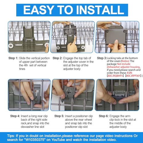 Upgraded W10350375 W10712395 Dishwasher Top Rack Adjuster Parts Kit, 11 Pack