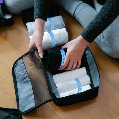 60Pcs Roll-up Clothes Storage Elastic Band, Adjustable Clothing Storage Binding Strap with Button and Buttonholes for Travel Luggage, Drawer, Closet, Mixed