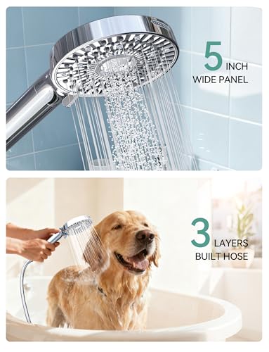 Silver Magichome 10-Mode Filtered Handheld Shower Head with Detachable Chrome Filter & Stainless Hose