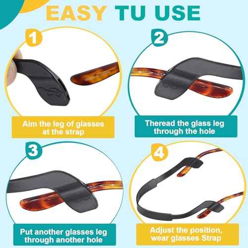 Kids Glasses Strap with Storage Box, 8 Pack Eyeglass Sunglasses String Strap Holder Eyewear Retainer, Silicone Elastic Sports Toddlers Glasses Strap with Ear Grips 8 Colors