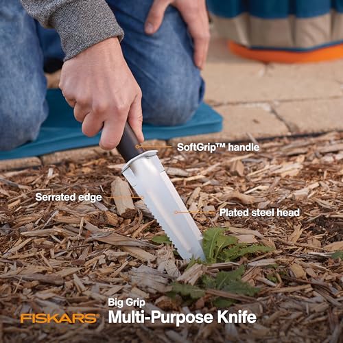 Fiskars Pack 1 Steel Garden Knife - Multi-Purpose Weeding & Yard Tool