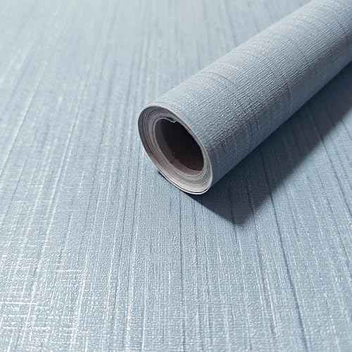 Dviolet Blue Grasscloth Textured Fabric Contact Paper Peel and Stick Boho Self-Adhesive Wallpaper for Bedroom 15.7in X 118in