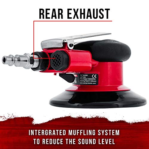 TCP Global 5-Inch Dual-Action Random Orbit Air Palm Sander - Heavy Duty, Lightweight