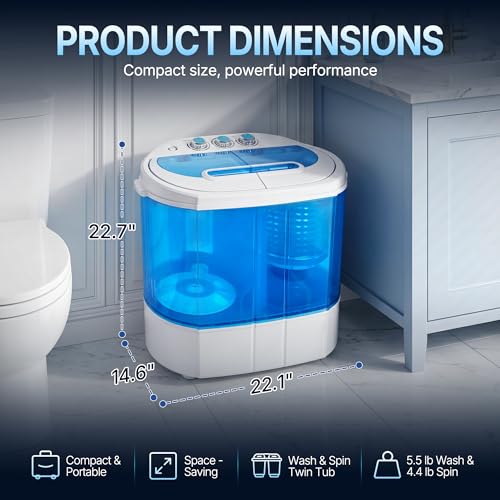 Portable Twin Tub Washing Machine 9.9LB Compact Top Load Washer & Spin Dryer