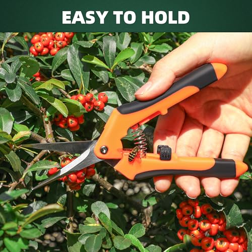 EWPJDK 3 Pack Garden Pruning Shears Scissors Clippers Stainless Steel - Yellow Orange