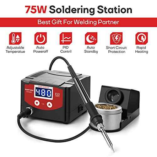 Eastvolt Digital Soldering Station with 10 Minute Sleep Function, Auto Cool Down, C/F Switch, Ergonomic Soldering Iron