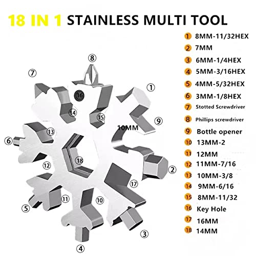 Mens Stocking Stuffers, 18 in 1 Snowflake Multitool, Stocking Stuffers for Adults, Christmas Gifts for Men,Birthday Gifts for Men Husband, Gadgets Gifts for Women, Snowflake Multi-Tool,Mens Gifts