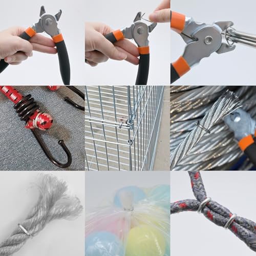 Straight Hog Ring Pliers Kit with 100 pcs Galvanized Hog Rings (3/8", 1/2", 3/4", 1")? Heavy-Duty Kit for Auto Upholstery, Fencing, Pet Cages & DIY ? Rust-Resistant Steel Binding Set