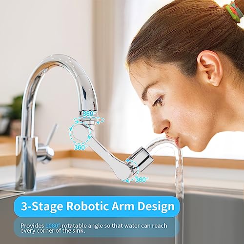 Brass 1080° Swivel Faucet Extender 2 Pack - Silver, Universal Fit