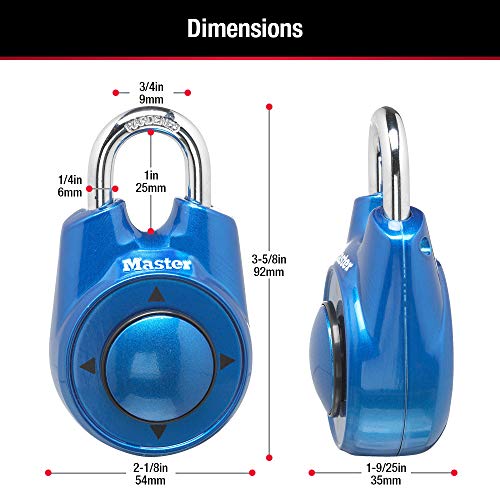 Master Lock 1500iD Set Your Own Directional Combination Padlock, Blue