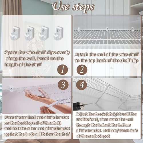 12 Inch Heavy Duty Wire Shelf Brackets Pack of 6 - Rust-Resistant Steel Support