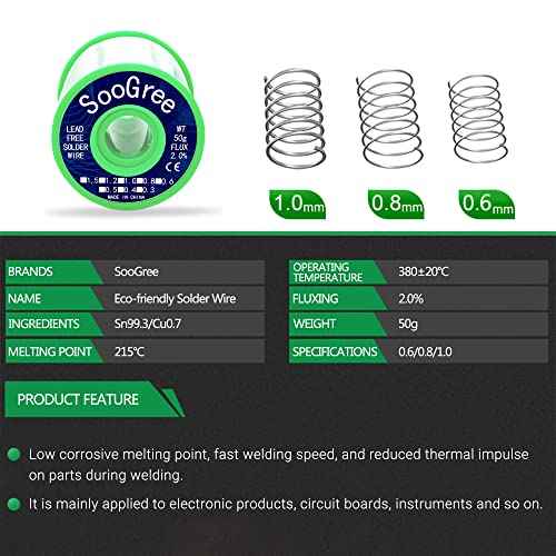 Solder Wire Sn99.3 Cu0.7 with Rosin Core,Fine Alloy Electronics Soldering Electric Solder for Electrical, Electronic, Connector, DIY Soldering (0.6mm/50g)
