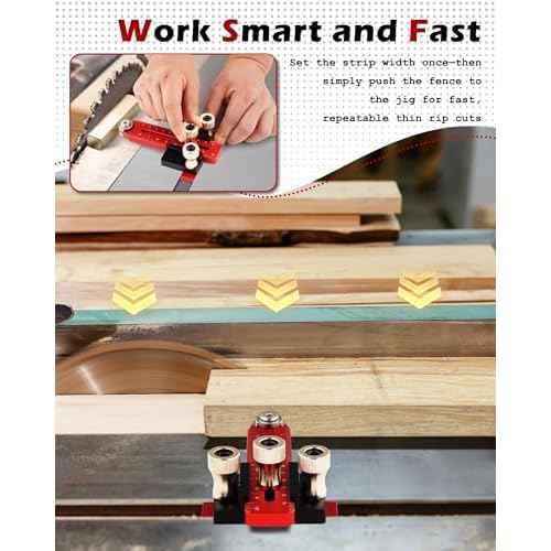 Thin Rip Jig Table Saw Jig Guide ? Fits 3/4 x 3/8", 1/4 x 3/8¡± T Slots, Woodworking Jig for Quick Thin Wood Strip Cuts on Table Saws, Band Saws, Router Tables