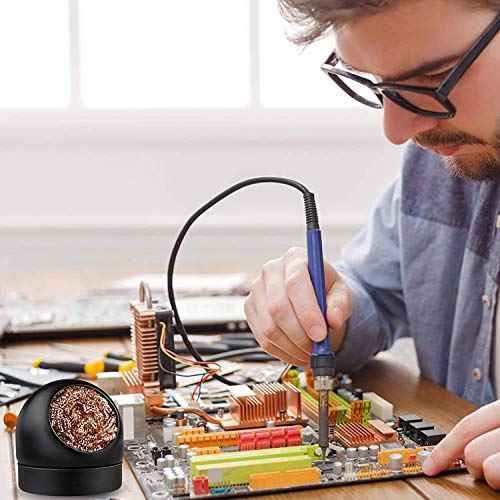 Soldering Iron Tip Cleaner Non-Slip Solder Tip Cleaning Wire Ball & Base Holder Soft Coiled Brass Tip Cleaner Kit
