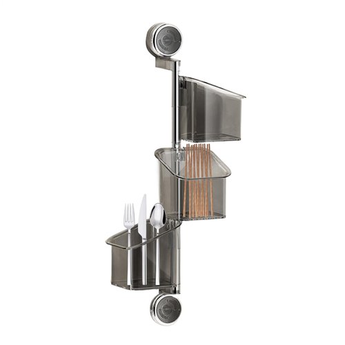 Suction Cup Shelf | Kitchen Shelves Suction Wall Rack,Rotating Container with Drainage, Wall Mount Box for Kitchen Accessories Bathroom Home Organization