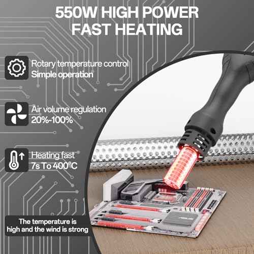 BK858E Hot Air Soldering Station, 2 In 1 Smd Soldering Gun & Irons, Hot Air Rework Station For Electronics Portable Solder Station Temperature Compensated, Auto Sleep