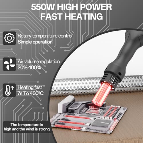 BK858E Hot Air Soldering Station, 2 In 1 Smd Soldering Gun & Irons, Hot Air Rework Station For Electronics Portable Solder Station Temperature Compensated, Auto Sleep