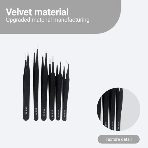 6-Piece Stainless Steel Precision Tweezers Set - ESD Safe Anti-Static Tips for Electronics, Jewelry & Lab Use with Storage Case