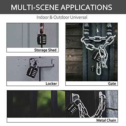 Vervida¢ç Combination Lock Resettable 2 Pack 4 Digit Outdoor Waterproof Combo Padlock for School Gym Locker, Sports Locker, Fence, Toolbox, Gate, Hasp Storage (Black)