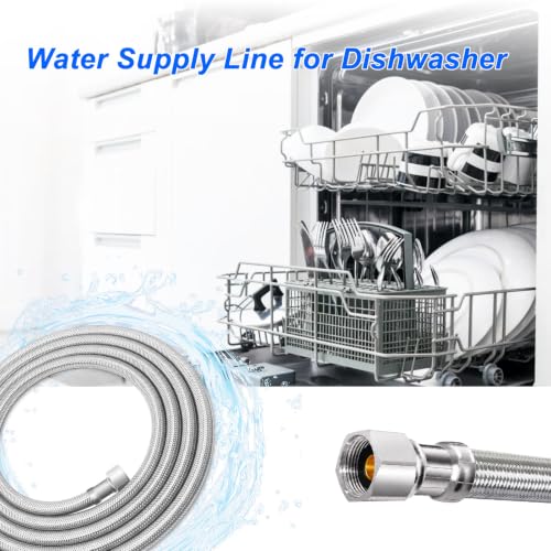 SPUREST 6 ft Dishwasher Water Supply Line with 3/8" Female Connectors, Food-Grade PEX Inner