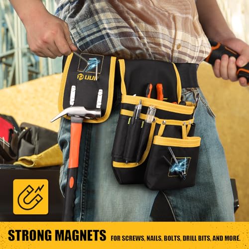 UUP Magnetic Tool Belt for Men - Yellow, 26 Pockets Heavy Duty Work Pouch, Adjustable & Removable