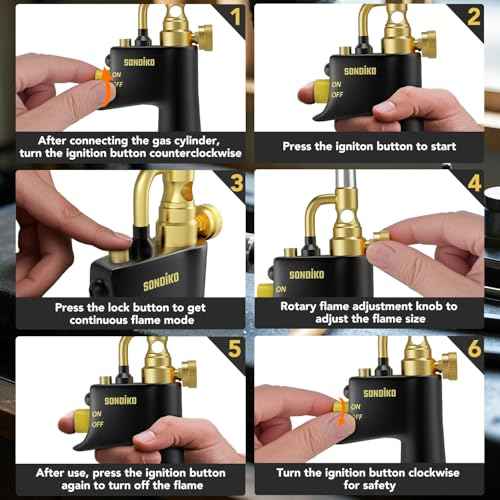 Sondiko Propane Torch Head, High Intensity MAPP Torch Head Trigger Start Gas Torch, Plumbing Soldering Torch for Welding, Machine Maintenance, Barbecue