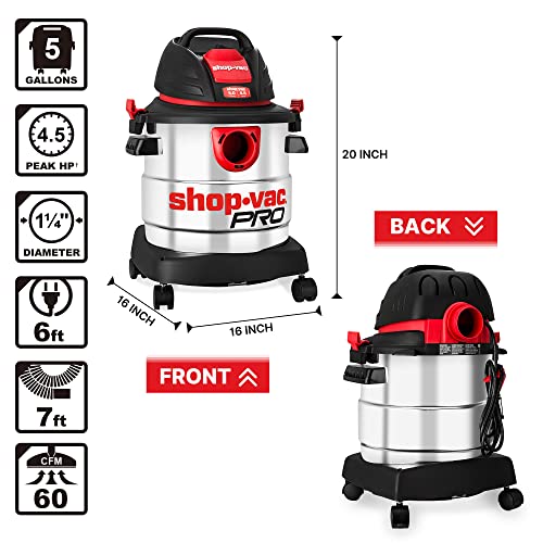 Shop-Vac 5 Gallon 4.5 Peak HP Wet/Dry Vacuum Cleaner with Accessories