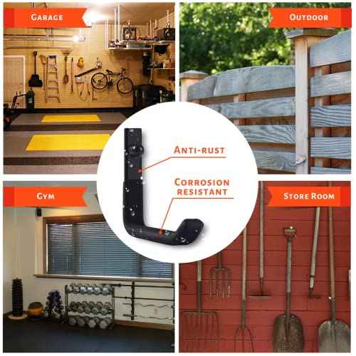 4 Pack Garage Storage Hooks, Ladder Hangers, Steel Wall Mount Hooks, Utility Hooks for Hanging Heavy Duty Shed Tools, Ropes, Garden Hoses, Shovel, Bulk Items, etc.£¨88lbs, 4Inch£©