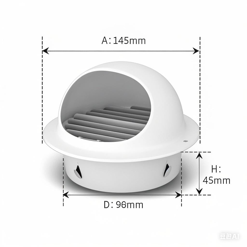 4" Vent Round Cover, Stainless Steel Wall Round Vent Hole Ventilating Cover, Air Ventilation and Exhaust Wall Vent Outlet Hood, HVAC Ducting Vent Cover (White 1Pcs)