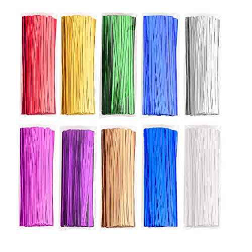 2000 Pcs Metallic Twist Ties 10 Colors Twist Tie 4" Bread Ties Twist Ties for Bags Foil Twist Ties Bag Ties Colorful Twist Ties for Party Gift Wrapping Bags Cellophane Treat Bags Bread Candy Bags