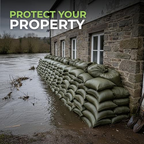 Pack of 20 Heavy Duty Military Green Sandbags 14 x 26 inches Flood & Flood Control