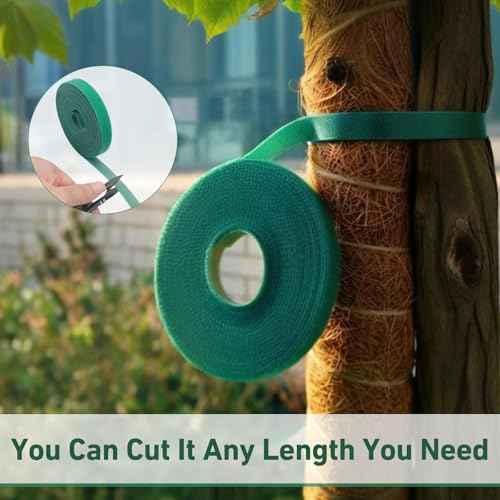 1/2inch 82ft Garden Tie Green Tape, Hitotsu Reusable Plant Tape, Nylon Plant Tie Strap for Gardening Tips, Flowers, Tomato, Vines, Tree