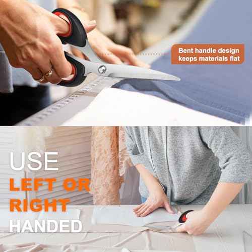 iBayam Scissors All Purpose, 9.3 Inch Scissors Heavy Duty Stainless Steel Shears for Home Household Cutting Fabric Leather, Sewing Shears, Paper Box Cutter, Package Opener, Hand Cutting Tools