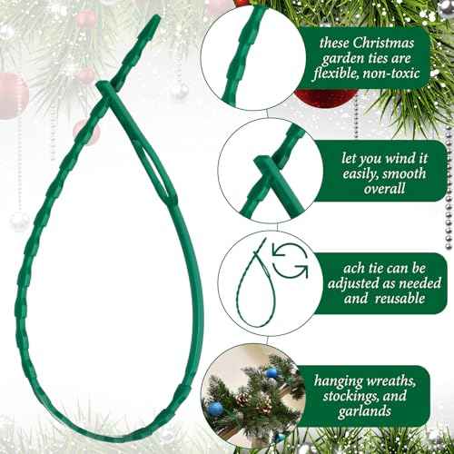 Amylove 40 Pcs 9 Inch Christmas Garland Ties Christmas Decorative Banister Ties Adjustable Reusable Wreath Garland Hanger for Door Banister Stairway Decoration