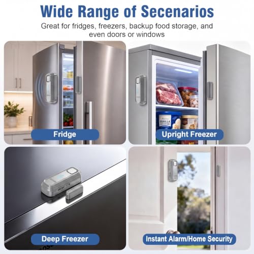 Daytech Freezer Door Alarm 1-4 Min Delay, 120dB, Silver - 1 Pack