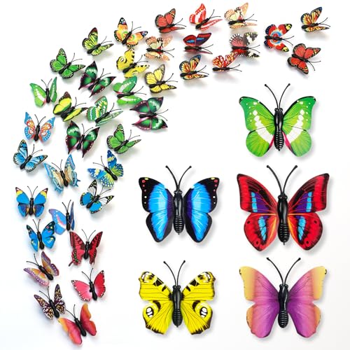 3D Butterfly Wall Decor 500 PCS, 5 Styles Butterfly Wall Decals Removable Mural Stickers for Home Room Bedroom Nursery Decor