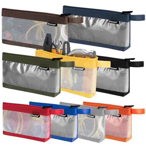 TICONN Tool Pouch, 1680D Oxford Small Tool Bag, Tool Pouches with Zipper, Clear Utility Bag Zipper Pouch for Tool Organizers and Storage (9PK Combo)